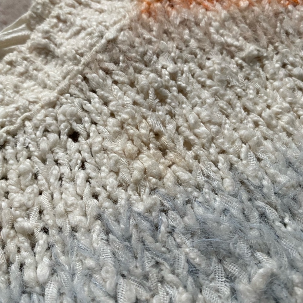 Anthropologie Meadow Rue Kennedy Fuzzy Knit Stripe Back Bow Sweater sz M Orange - Picture 4 of 11